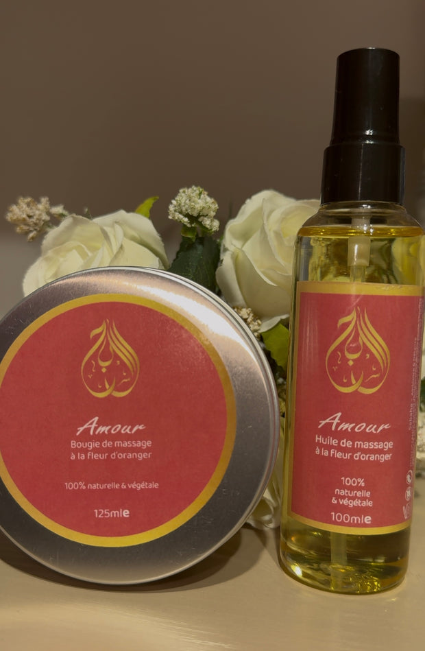 Collection bougie et huile de massage Amour 🧡